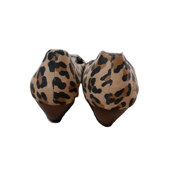 Miss Bisou Leopard Print Wedge Womens 11 M Peep Toe - Picture 5 of 5